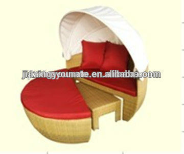 UNT-R-190 outdoor rattan sun lounge with canopy