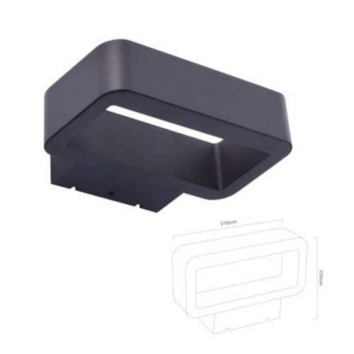 LEDER Lampă de perete de exterior cu LED-uri, pătrată lungă, neagră