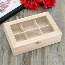 Wooden Tea Bags Gift Box With Glass Lid