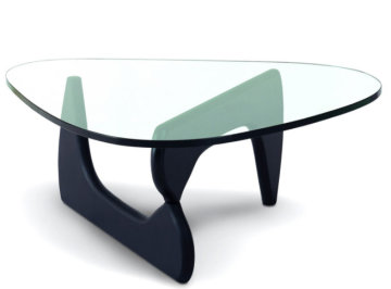 Noguchi Black Ash Wood Glass Top Coffee Table