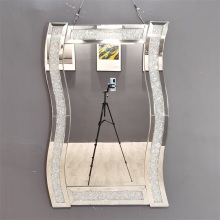 Silver Mirror Crystal Wave Hanging Mirror MDF Mirror