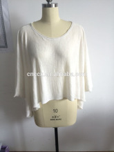 16JWP001 100%linen woman knitted short poncho