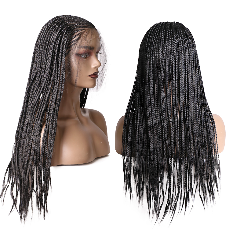 Julianna 13*5 26 Inch Wholesale Hot Sale Deep Part Synthetic Hair Lace Frontal Cornrow Box Braid Wig For Black Woman