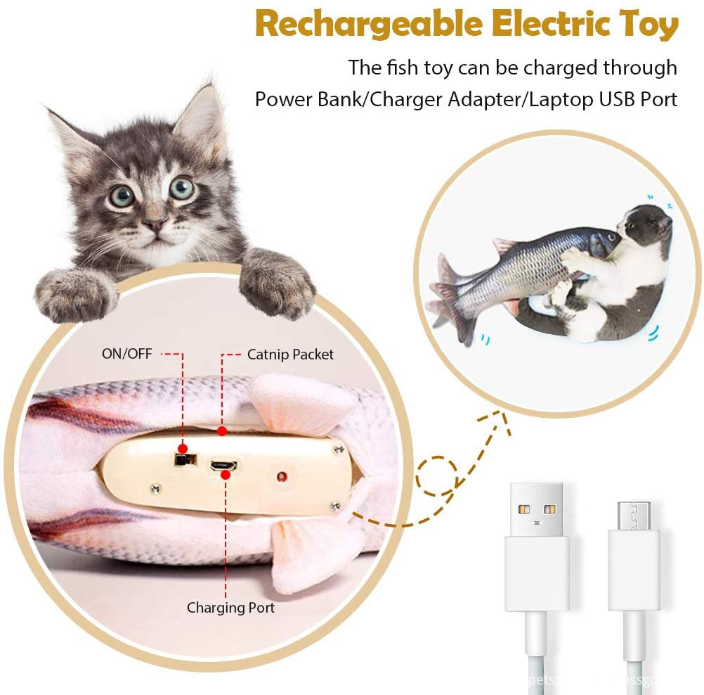 Newest Cat Toys Set Simulation Fish Electric Doll Fish Funny Interactive Pets Chew Bite S Fish Flop Cat Toy