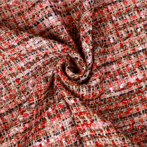 Hot Red Cotton Brocade Fabric