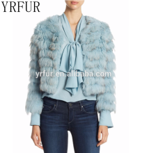YR960 Genuine Rabbit Raccoon knitted Fur Jacket Bracelet Sleeves Fur Jacket
