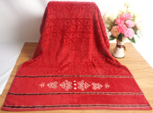Yarn Dyed Patterned Red Bath Towels