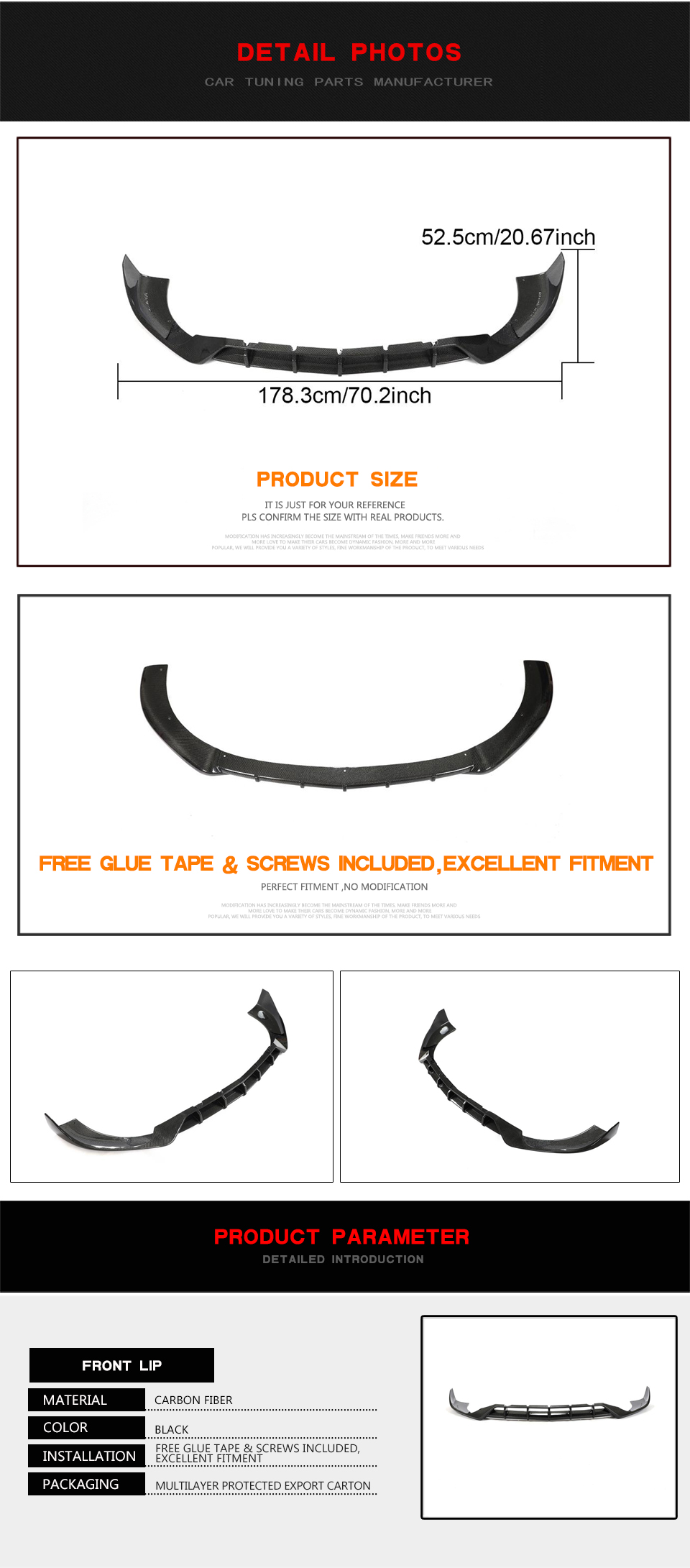 Carbon Fiber GLA250 H247 Auto Front Lip for Mercedes Benz GLA Class GLA200 GLA250 GLA35 AMG Sport Utility 4-Door 2020-2022
