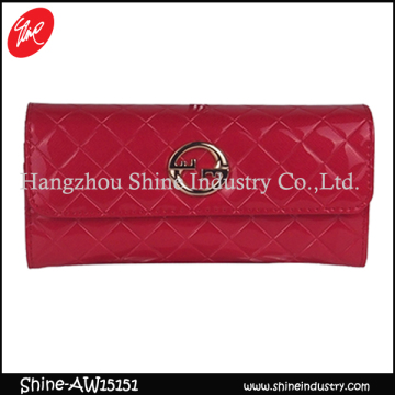 rhombic embossed notecase/shining red burse/fashion ladies wallet