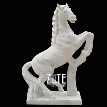 Popular white marble animals horse statue for indoor decorations