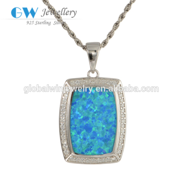 Luxury Women Opal 925 Sterling Silver Pendant Dangling Charm Pendant