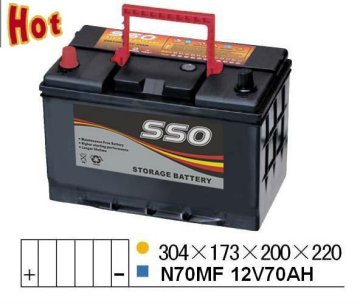 N70MF 70ah 12v sealed battery for auto