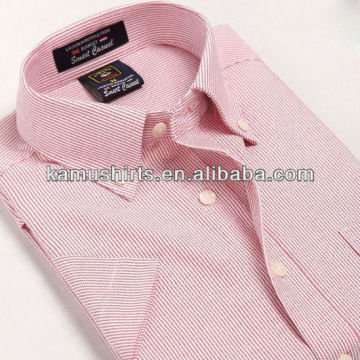 Man stripes button down collar oxford shirts short sleeve dress shirts