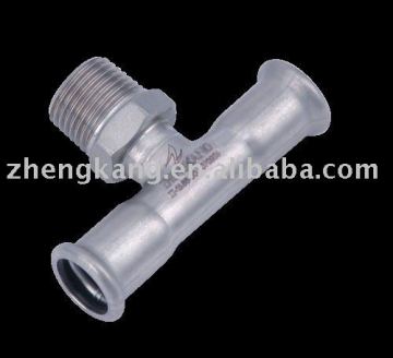 Stainless steel 304L branch tee male outlet-press fittings