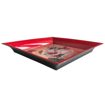 Square Christmas Plastic  Plate