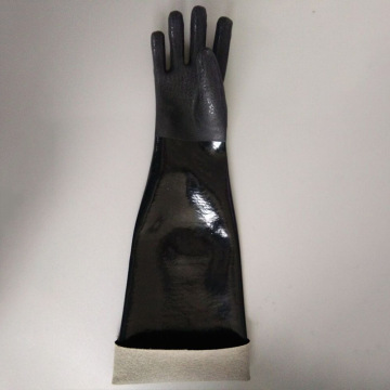 65cm Black PVC coated chemical gloves