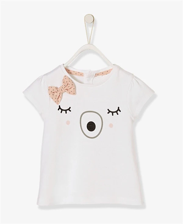 100% Cotton Cute T-shirt with motif and bow baby for girl