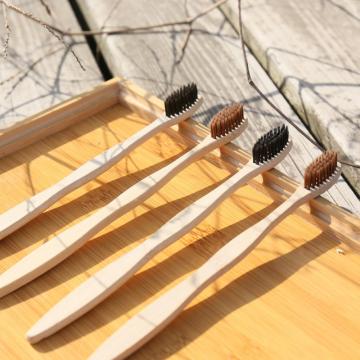 Wave shape charcoal bristle bamboo toothbrush