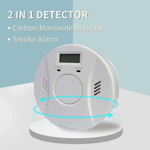 Prix ​​de gros d&#39;usine Détecteur de fumée 2 en 1 Détecteur de fumée LCD et alarme incendie combinée monoxyde de carbone