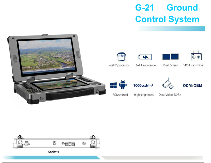 Dual touch industrial grade computer，G21 Drone Dual Screen Ground Station