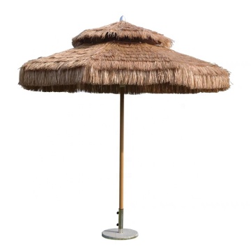 Hawaii Wooden Umbrella Garden Artificial Thatch Straw Parasol