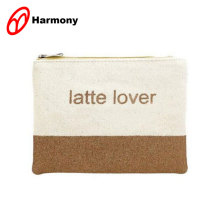 Easy carry cosmetics simple style canvas zip pouch