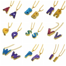 Colorful Crystal Alphabet Letter Pendant Necklace