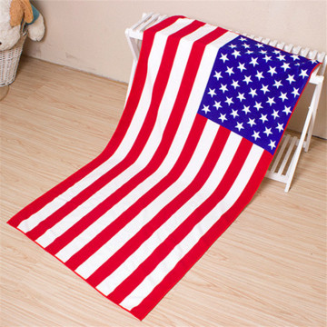 Printed American Flag Beach Towels with Tassels