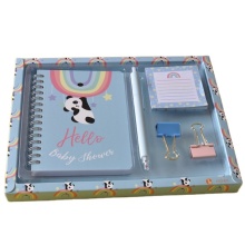 Personalized Kawaii Panda Cartoon Rainbow Hardcover Stationery Set for Kids