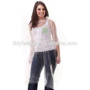 Ladies Clear Disposable Plastic Poncho Rain Coats