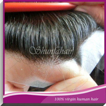 super thin skin toupee,invisible knot very natural hair line toupee,super thin skin hair system of men