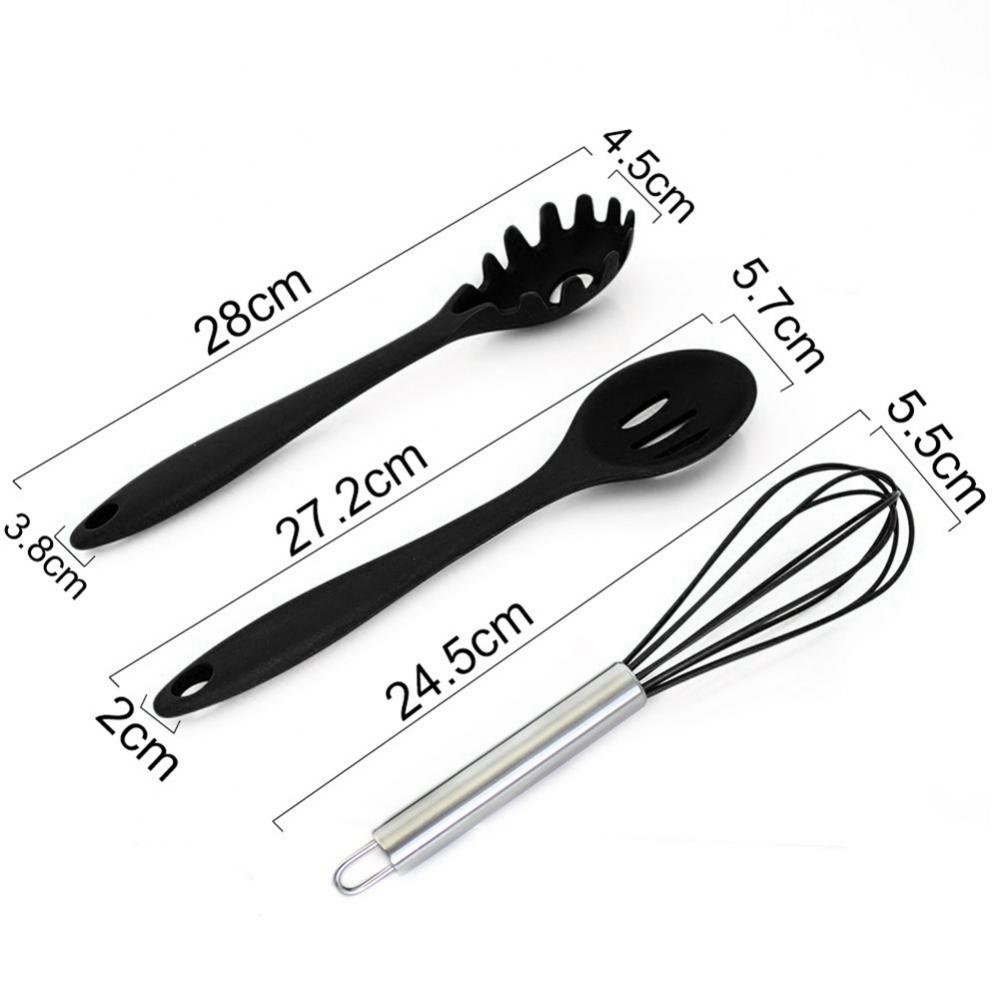 Silicone Kitchen Utensils Black Cooking Tools