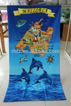Ocean theme Custom reactive printed microfiber beach towel