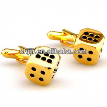 2014 Scrimshaw Fashion Brass Gold Dice Shaped Metal Cufflinks