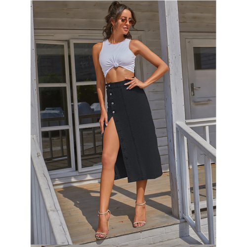 Women's Casual High Waisted Jean Skirt