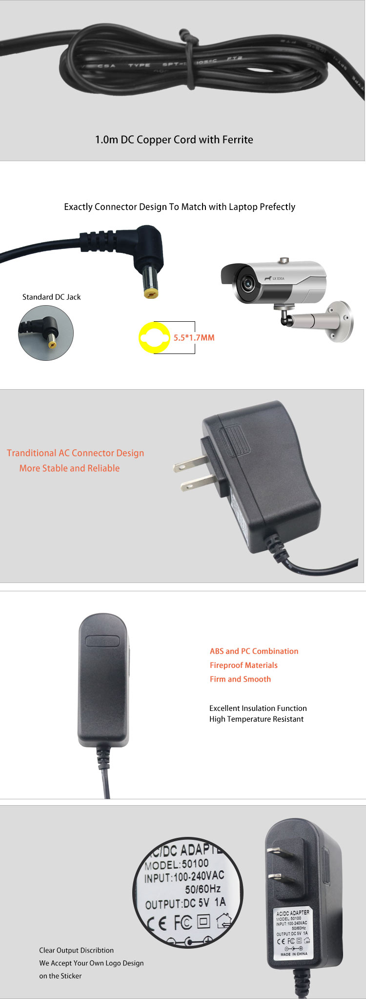 ac dc adapter for cctv camera