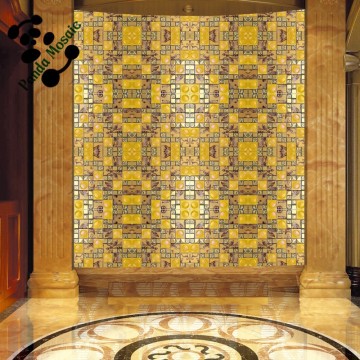 SMP24 Golden Gray Matte Glsaa Mosaic Sheets Easy Cleaning Mosaic Designs Simple