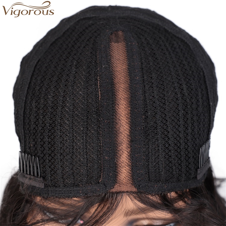 Vigorous High Temperature Long Body Wavy Wig Middle Part Synthetic Natural Black Wigs For Black Women Wholesale Price