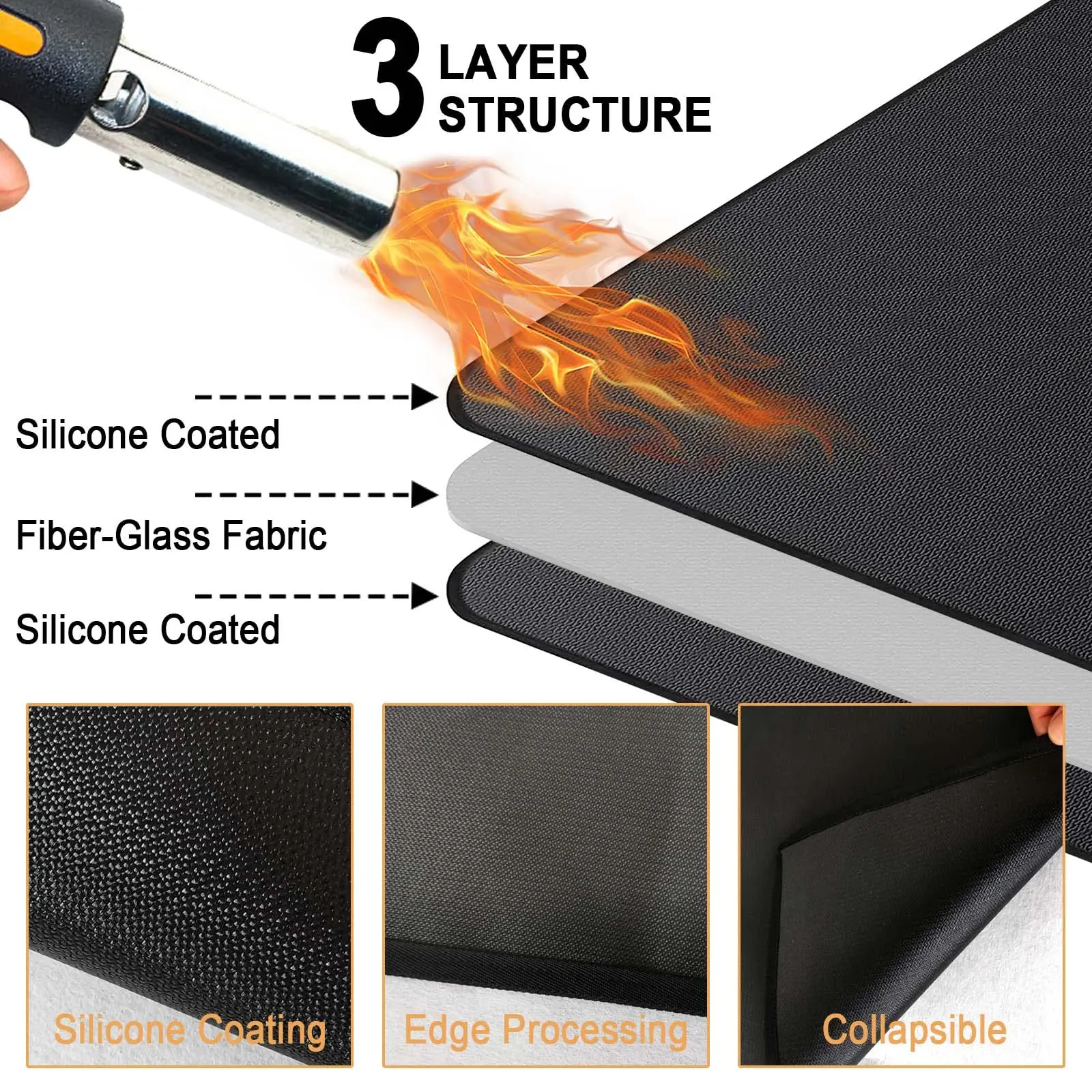 47in Round Fire Pit Mat for Stove Bonfire Grill Fireproof Stove Mat Outdoor Grill Deck Protector Circular Mat for Under Grill