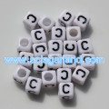 4x7mm Acrílico Individual Alfabeto Letra Cuadrado Cubo Abalorios AZ