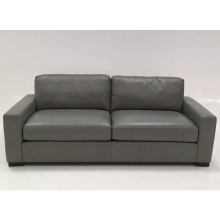 Double solid color leather sofa