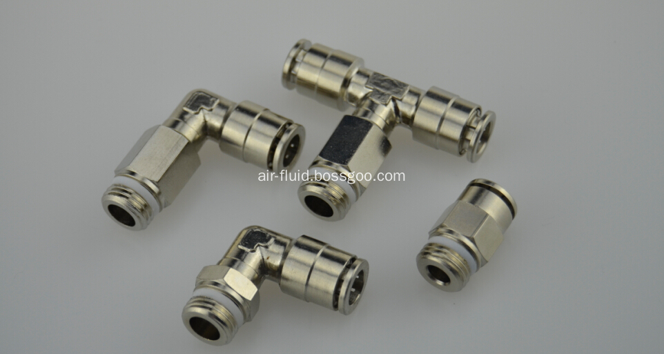 Air-Fluid Nickel-Plated Branch Tee Swivel Thread 