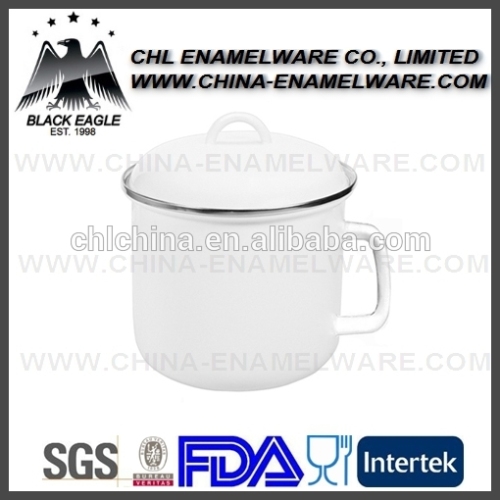 Food grade design enamel mug with lid