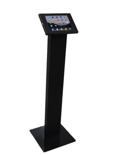 Free Standing Matt Black Finish Ipad Stand Kiosk , Secure Ipad 4 Enclosure Kiosks