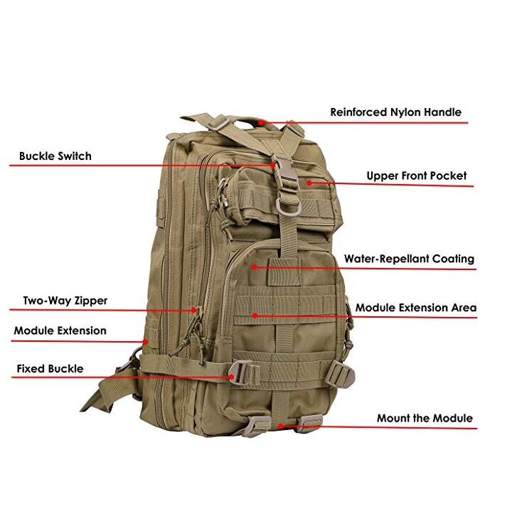 30L Camping Hiking Military Tactical Backpack, Expandable Small Lightweight Assault Pack MOLLE Combat Bug Out Bag for Outdoor