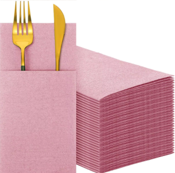 White Custom Pocket Airlaid Linen Feel Napkins