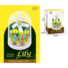 Artificial Flower Bouquet Building Blocks: Transparent Covered Dollartoys Gift Decor - Includes Lily Design