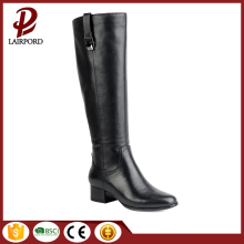women real leather mid-calf long flat boots