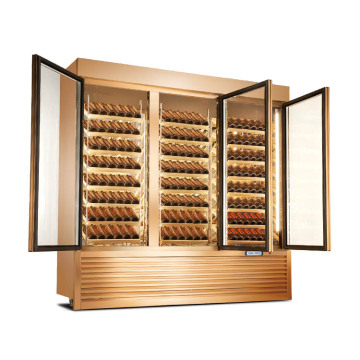 Three Section Luxury Wine Celler Cooler Built-In Gold Wine Refrigerators Bottle Cooler for Hotel