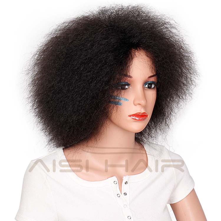 Dark Natural Black Synthetic Wig Kinky Curly Short Afro Wigs For Women Fluffy Wigs for African American